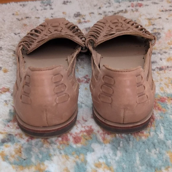 Tan Woven Leather Flat Harrachas - Picture 2 of 3